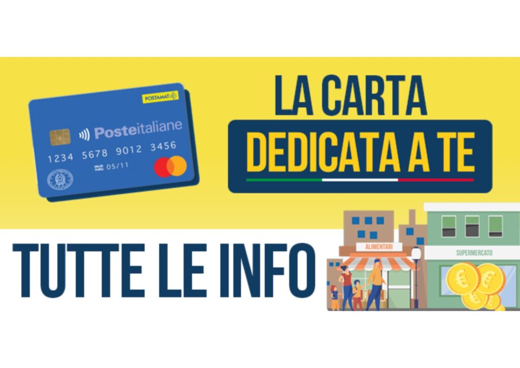 Locandina dove è raffigurata la carta blu su sfondo giallo con su scritto "La carta dedicata a te" con sotto la scritta "tutte le info"